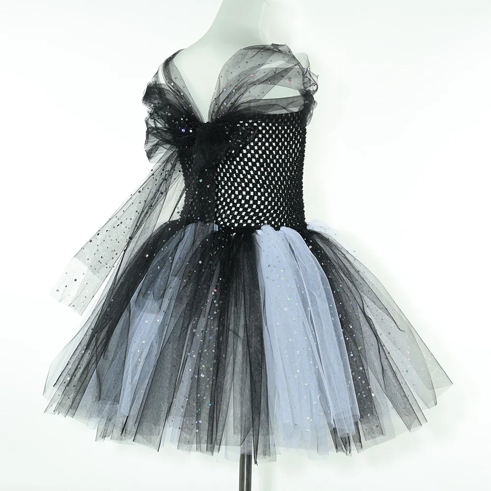 

Nightmare before Christmas Jack Costumes for Girls Halloween Skeleton Fancy Tutu Dress for Kids Black White Ghost Scary Outfits