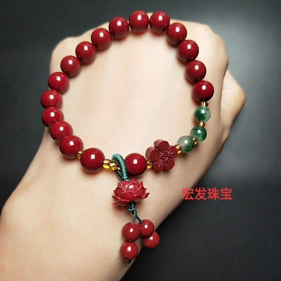 Natural Purple Gold Sand Jade Bracelet Men's and Women's Year Life Flower Jade Lucky Red Jewelry TreasureT Ward Off Evil Spirits