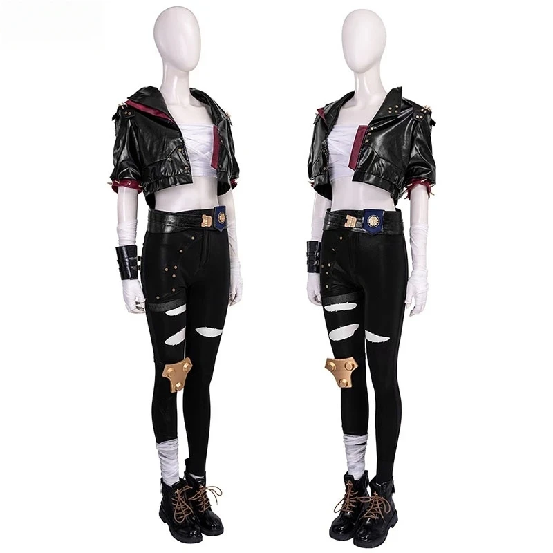 

Anime Arcane Season 2 Vi Cosplay Costume Wig Game LOL The Piltover Enforcer Black Leather Coat Pants Comic Con Suit