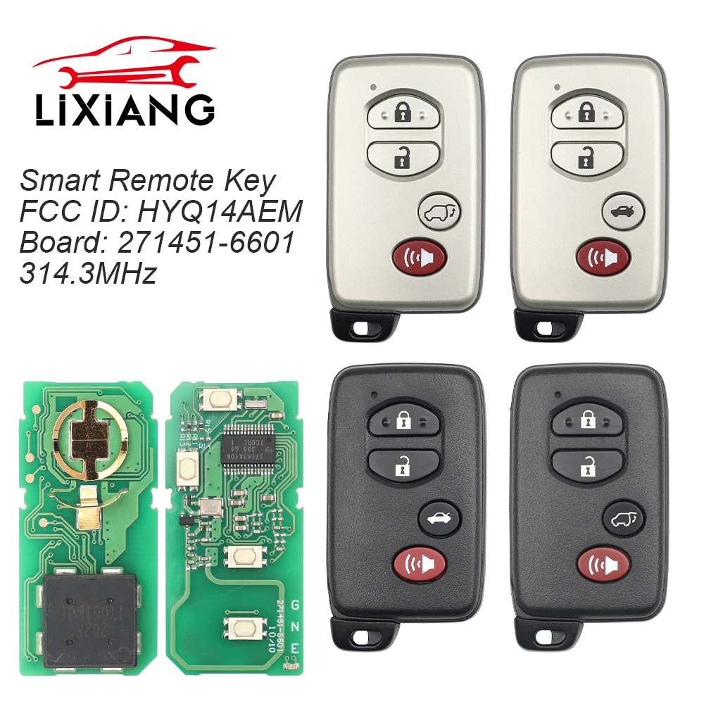 LIXIANG  Smart Remote Car Key With 4 Buttons for Toyota Avalon Corolla Camry 2009 -2014 Fob HYQ14AEM  4D Chip 271451-6601