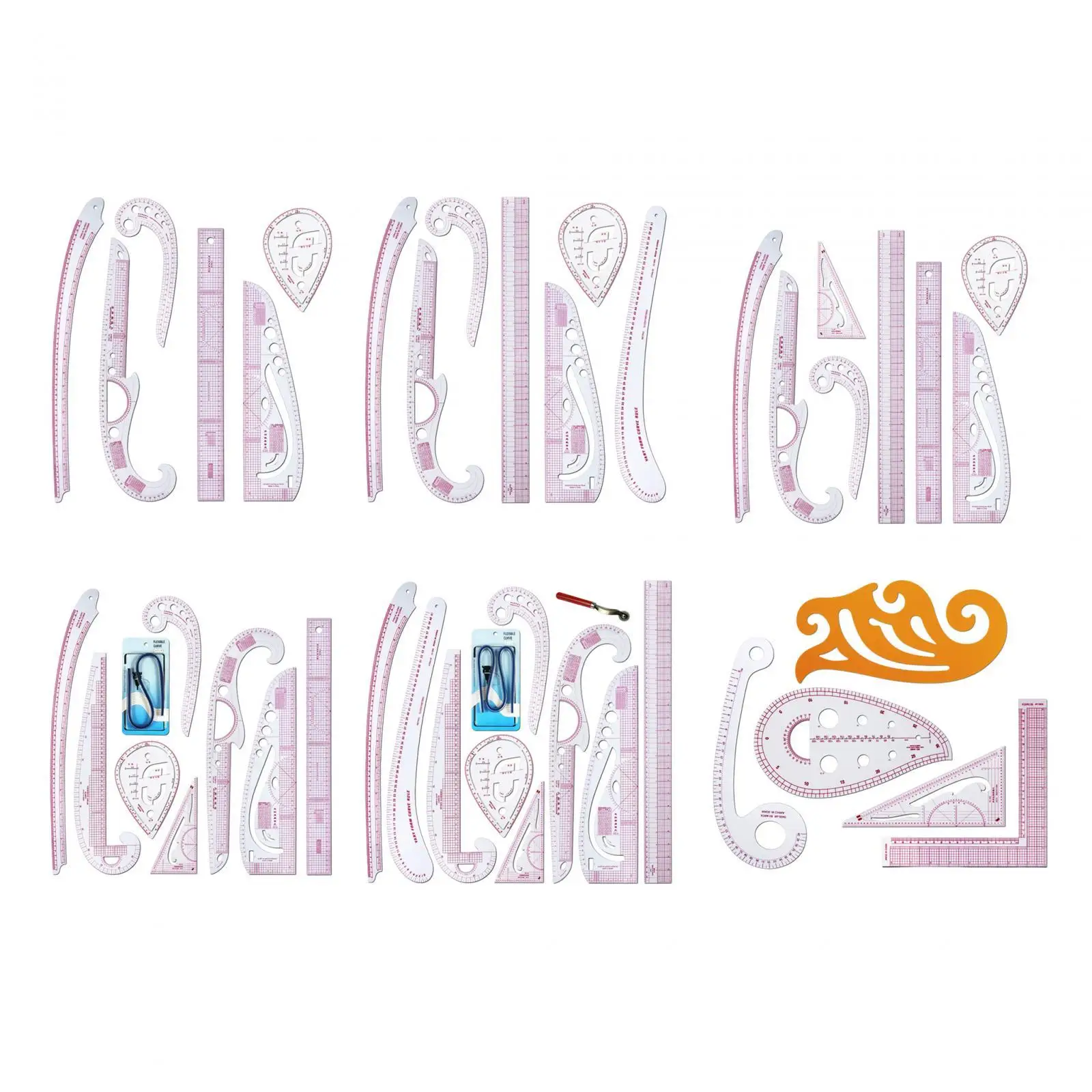 Sew French Curve Ruler Set Metric Rulers Set Measuring Tools Bendable Clothing Pattern Making Ruler for Designers