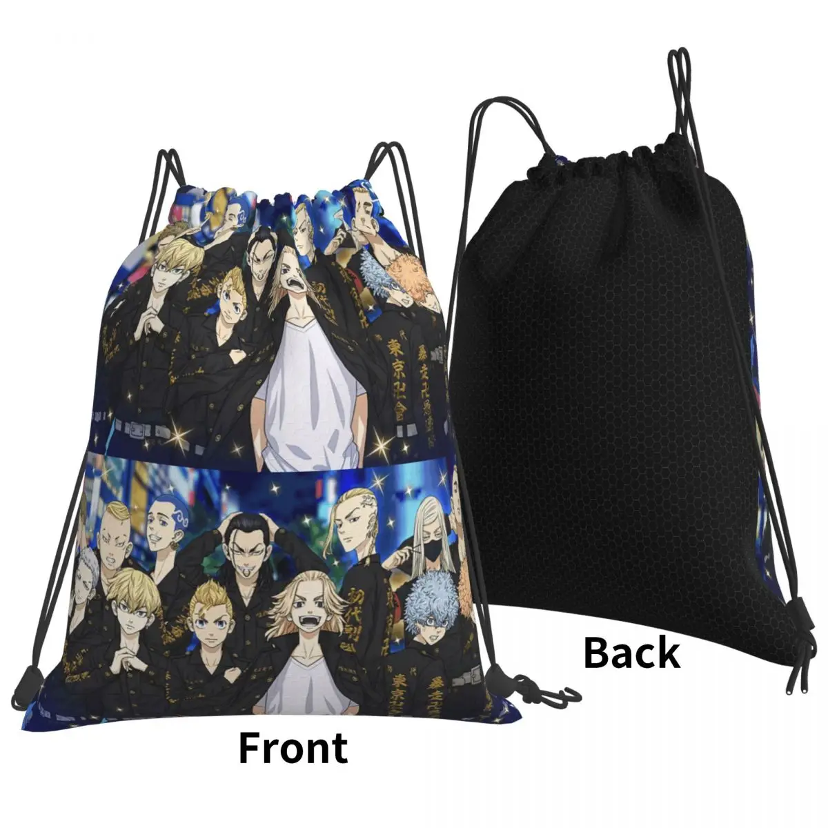Tokyo Revengers Backpacks Casual Drawstring Bundle Pocket Sports Bag Book Bags for Travel Students