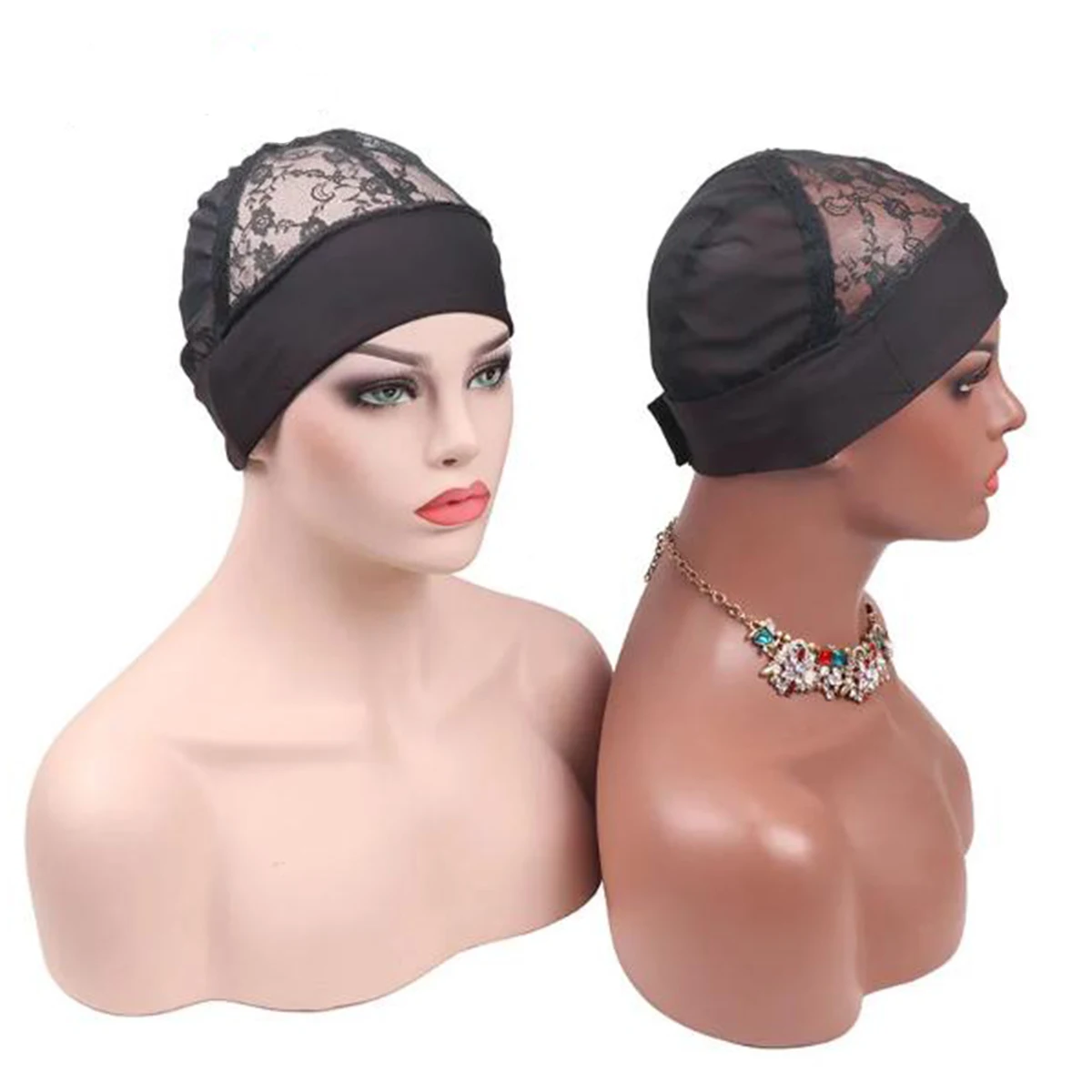 2PC/batch headband wig cap, used to make wigs with adjustable magic buckle hair clips, round top mesh top hair nets.