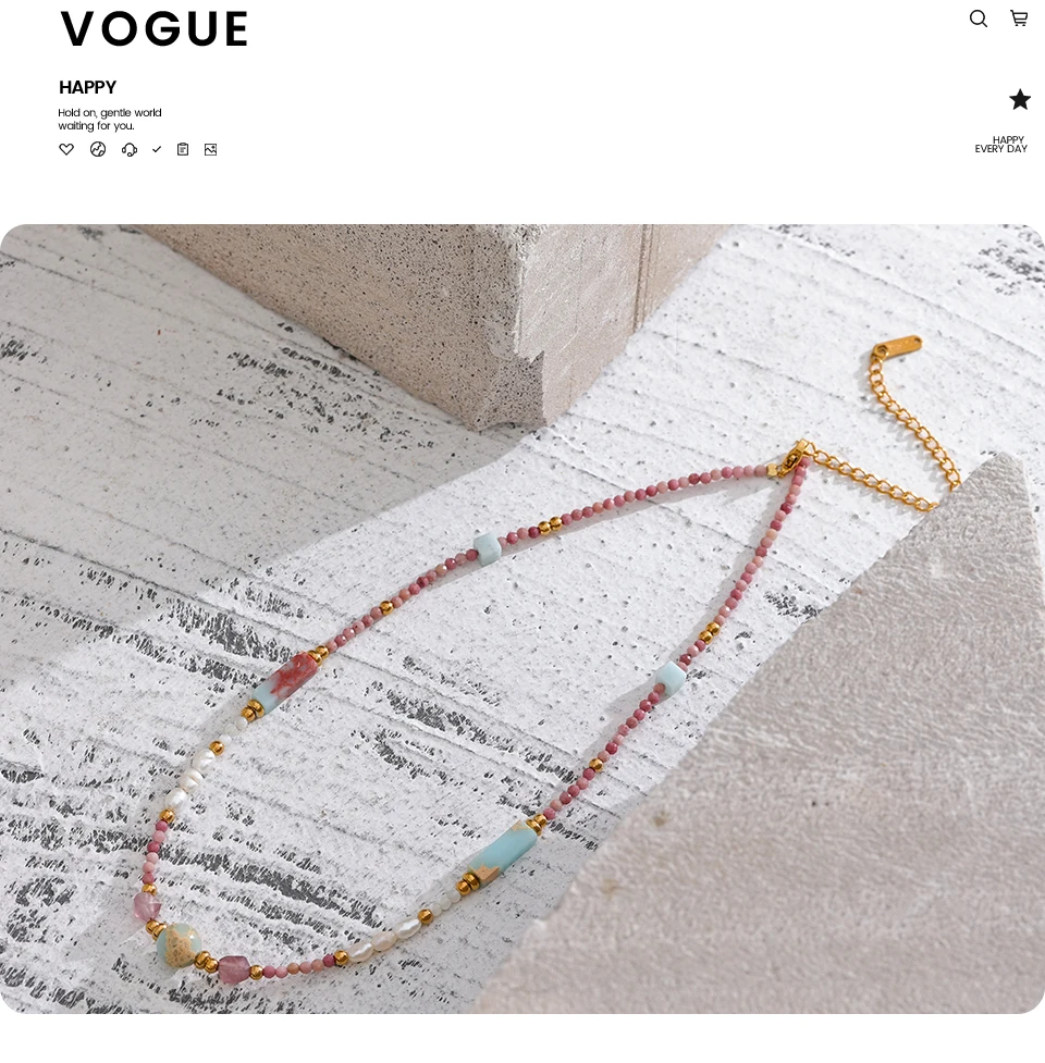 Yhpup Naturstein Süßwasser perlen Rhodochrosit Perlen Kette trend ige handgemachte Halskette goldenen Sommer Edelstahl Schmuck – Detail 4