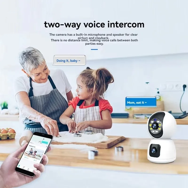 2MP WiFi IP Camera 5x digital zoom Wifi Wireless CCTV Security Cameras PTZ Dual Lens Baby Monitor Smart Home Surveillance Camera