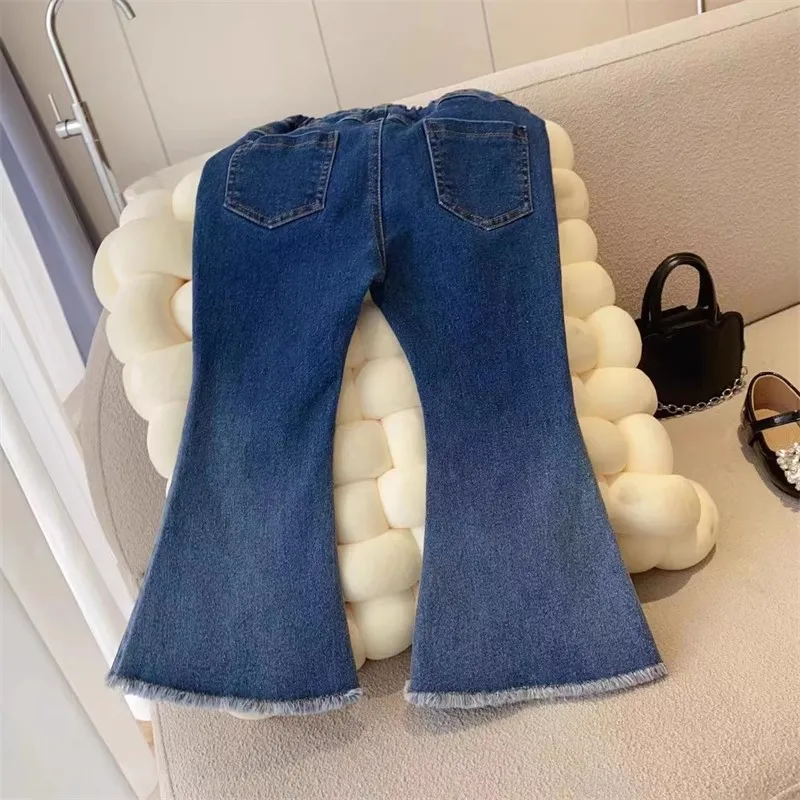 Girls Jeans Trouserts Spring Autumn 2024 Children Fashion Denim Pants For Baby Flared Trousers Clothes Kids Leggings Toddler 7Y