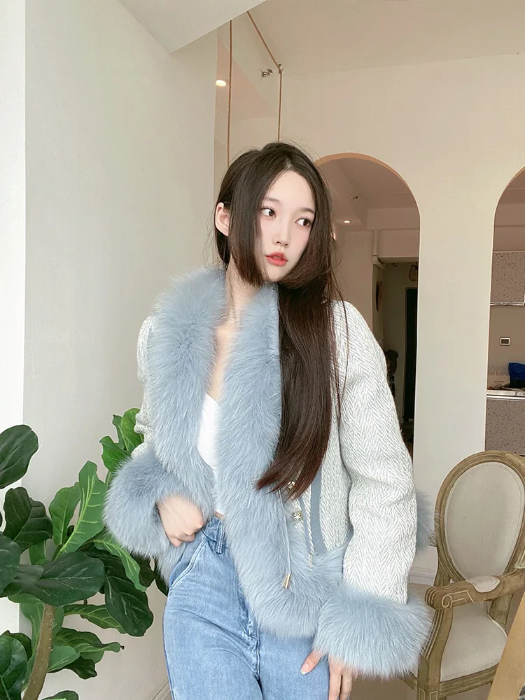 Small Fragrant Wind Fox Fur Fur All One Fur Jacket Women 2024 Autumn Winter New Short Fashion Single Breasted Faux Fur Coat