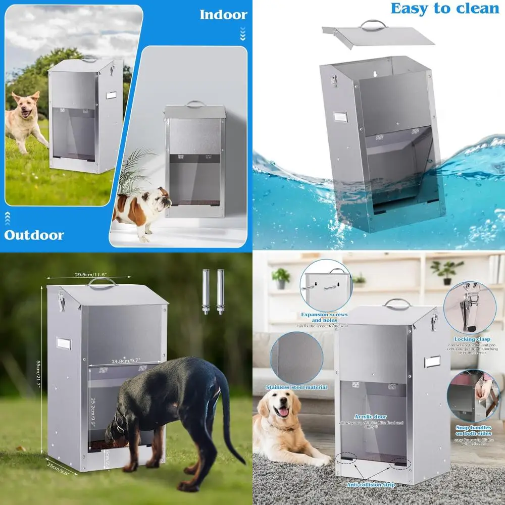 

Stainless Steel Automatic Dog Feeder for Large Breeds, Weather-Resistant, Holds 25lbs of Food