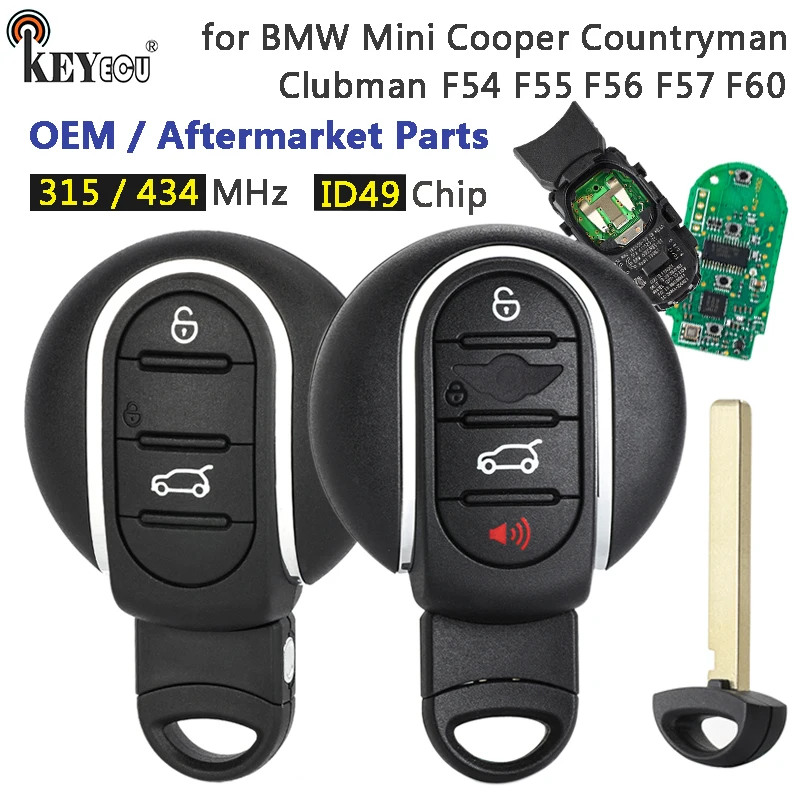

KEYECU 315 МГц 434 МГц ID49 чип NBGIDGNG1 умный дистанционный брелок без ключа для BMW Mini Cooper Countryman Clubman F54 F55 F56 F57 F60
