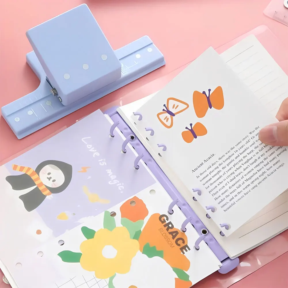 

1PC multi-function 3-hole punch, small hand punch, can bind 6 sheets of paper, suitable for scrapbooking and paper crafting.