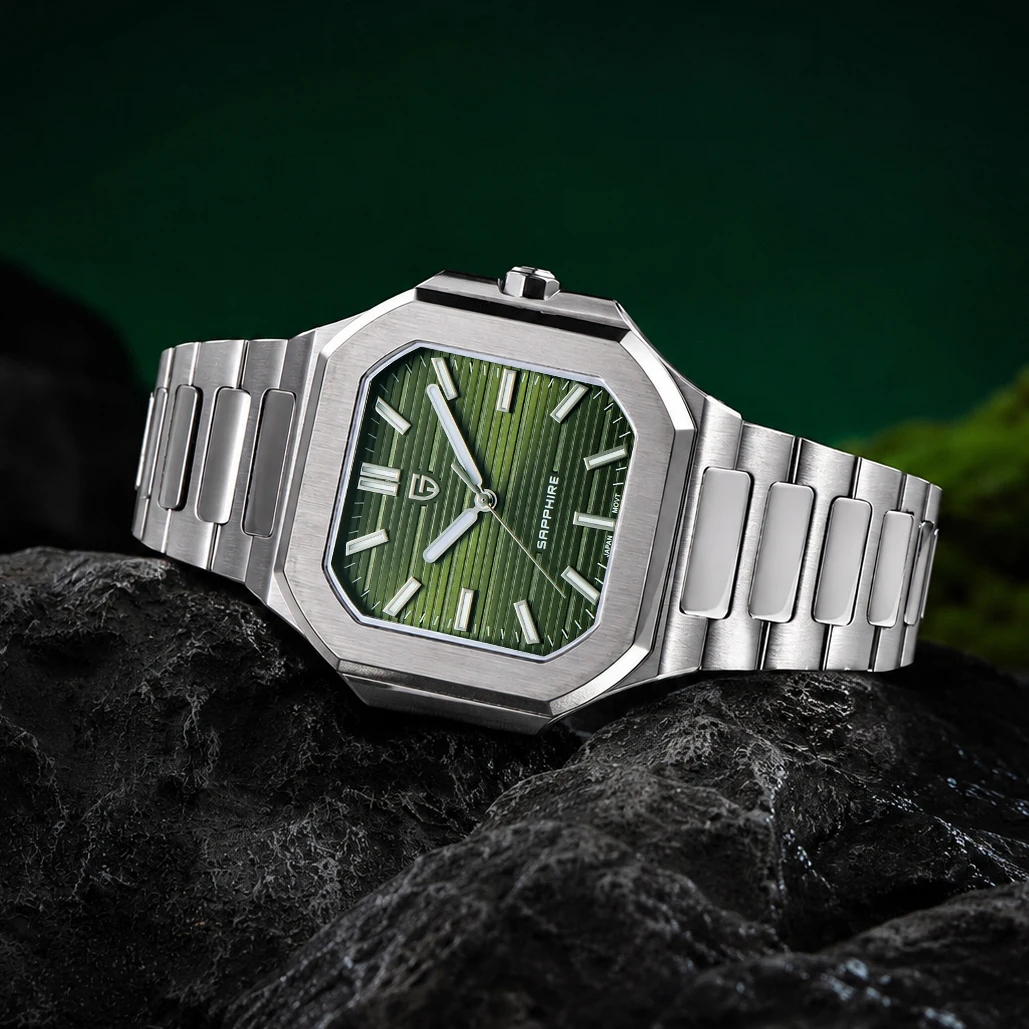 PAGANI DESIGN New Men's Watches Luxury Square Quartz Watch For Man Wristwatches Waterproof AR Sapphire Mirror Stainless Steel