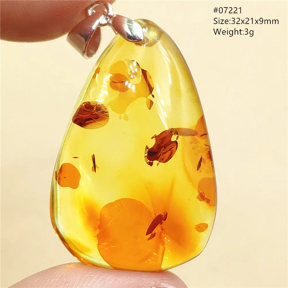 Genuine Natural Yellow Piebald Amber Pendant Necklace Jewelry Water Drop Amber Necklace Beads Healing Stone AAAAAA