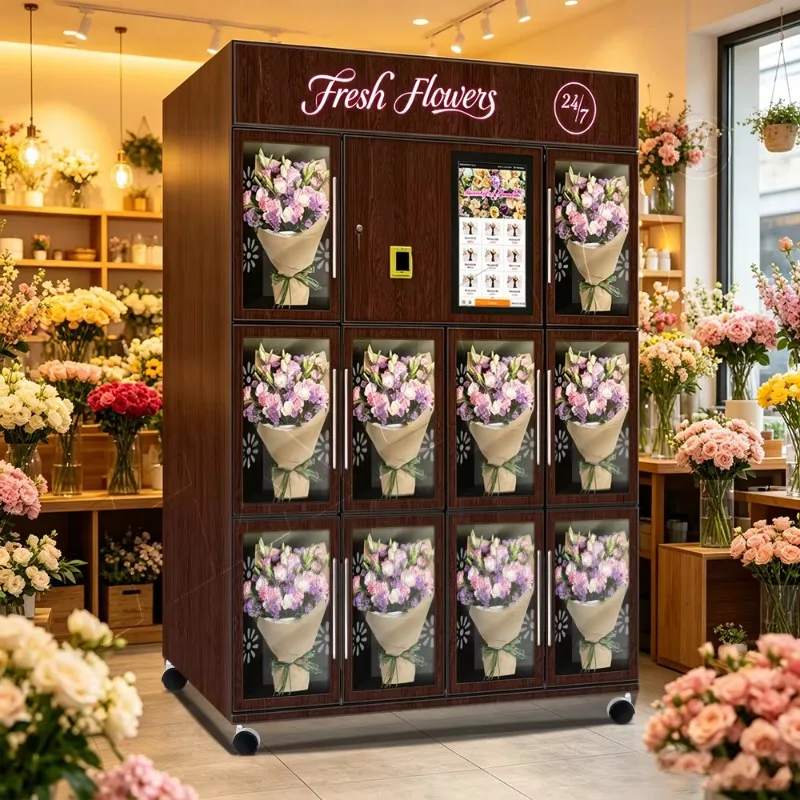 Customized Flower Vending Machine Vending Machine Supplier  24/7 Self Service Fresh Bouquet Smart Touchscree