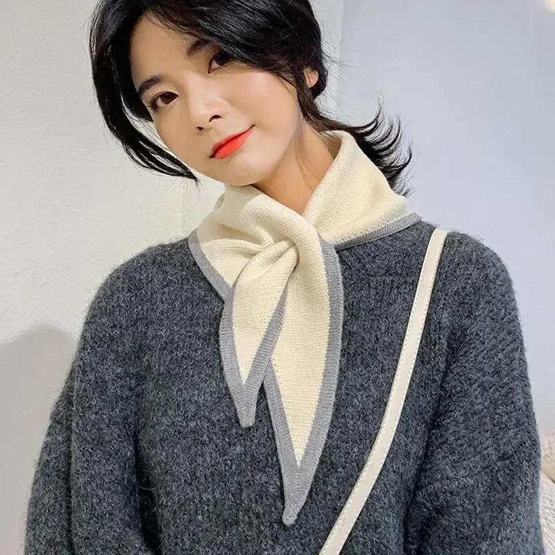Frauen Herbst Warme Dreieck Schal Gefälschte Kragen Kleine Schal Für Kleid Hemd Abnehmbare Kragen Gestrickte Schal Hals Schutz