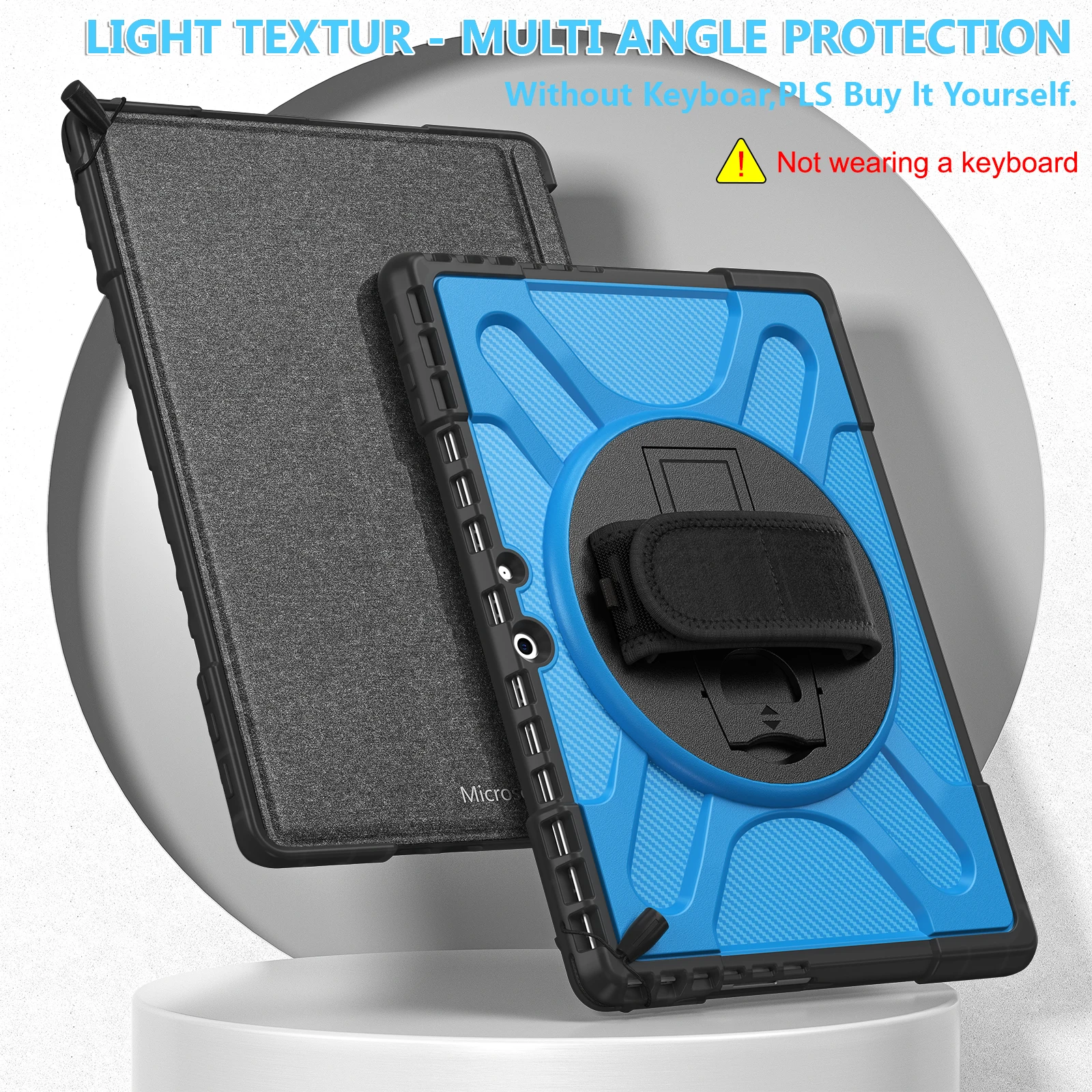 Case With Hand Strap For Microsoft Surface Pro 10 9 8 7 6 5 4 Heavy Duty Hybrid Cover For Go 1 2 3 4 3-Layers Protect Shockproof