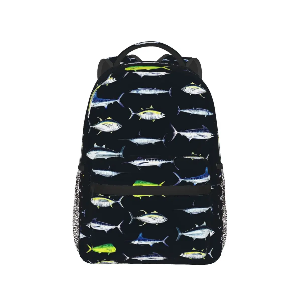 SPORTFISH Pattern Dark Navy Blue BlackYellowfin Tuna Backpacks Boys Girls Bookbag Children School Bags Kid Rucksack Shoulder Bag