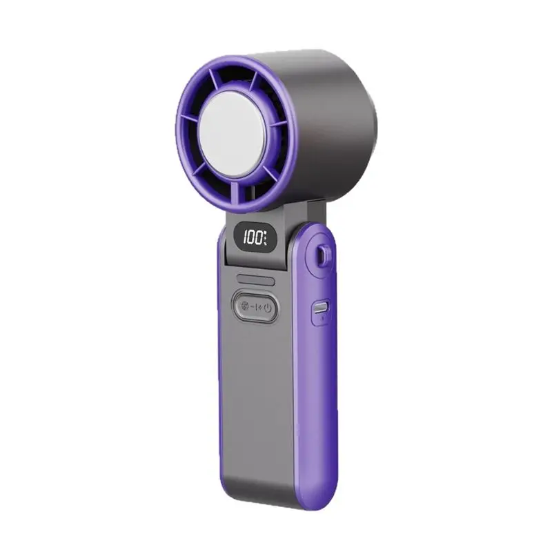 abrg-グレーの折りたたみ式空冷ファン、3600mah、100段階の速度調整可能、ポータブル＆ハンドヘルド、屋外アドベンチャー用のストラップ付き