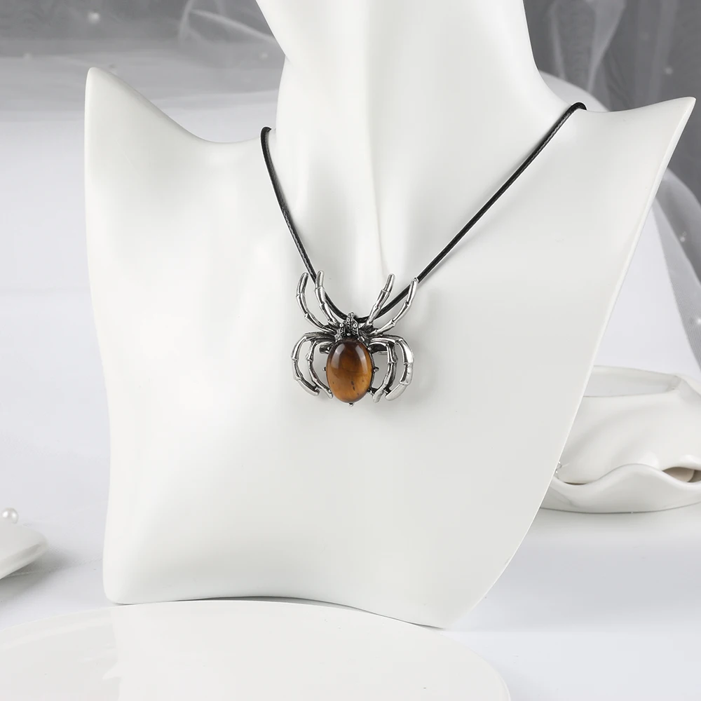 Halloween Stone Spider Necklace Fashion  Clavicle Chain Necklaces for Women and Men Girls New Trend Party Gifts Jewelry