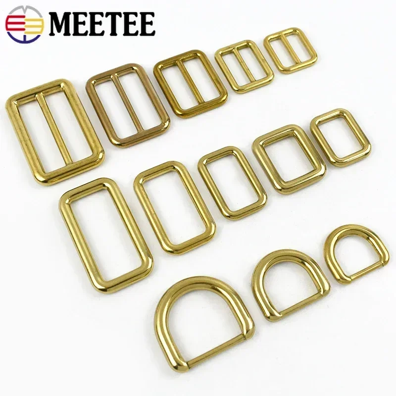 

2/5Pcs Brass Tri-Glide Buckle Bags Strap Adjuster Webbing D Ring Connector Hook for Belt Handbag Hardware Accessories Parts