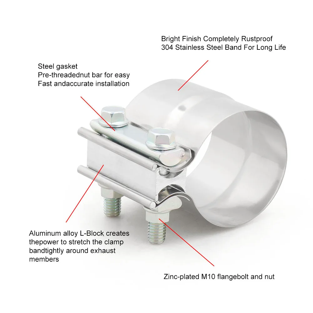 Para tubos, silenciadores, conversores catalíticos braçadeira de escape, braçadeira de banda conjunta de aba de aço inoxidável