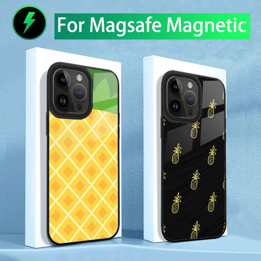 Fruit Pineapple Phone Case For iPhone 16,15,14,13,12,11,Plus,Pro,Max Mini Magsafe Magnetic Wireless Charging