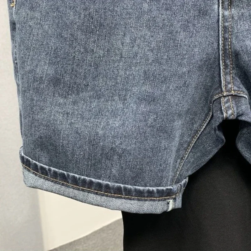 Pantalones cortos vaqueros ajustados para hombre con bolsillos pantalones vaqueros cortos ajustados para hombre ropa de calle azul diseñador Popular Xl venta moda coreana delgada