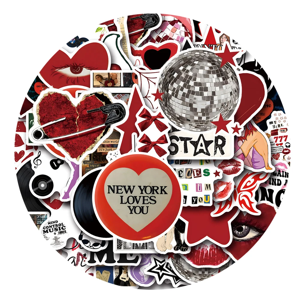 

10/30/55pcs INS Style Retro 90s Downtown Y2K Girls Stickers Vintage Aesthetic Cartoon Decals Laptop Guitar Phone Sticker Packing
