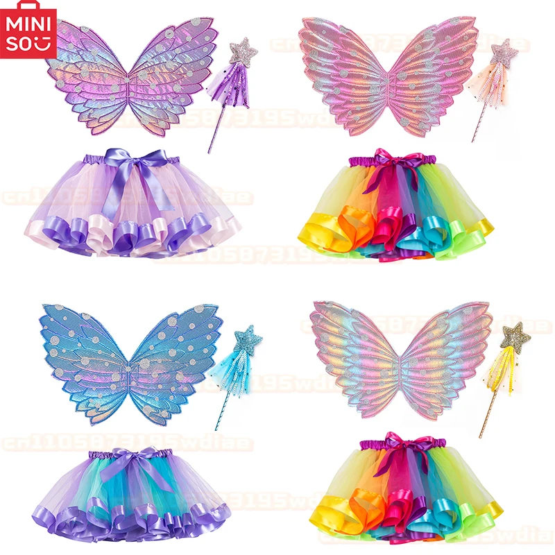 

Tutu Skirt Girls Wing Summer Girl Princess Mini Pettiskirt Party Dance Rainbow Tulle Colorful Skirts Halloween Cosplay Clothing