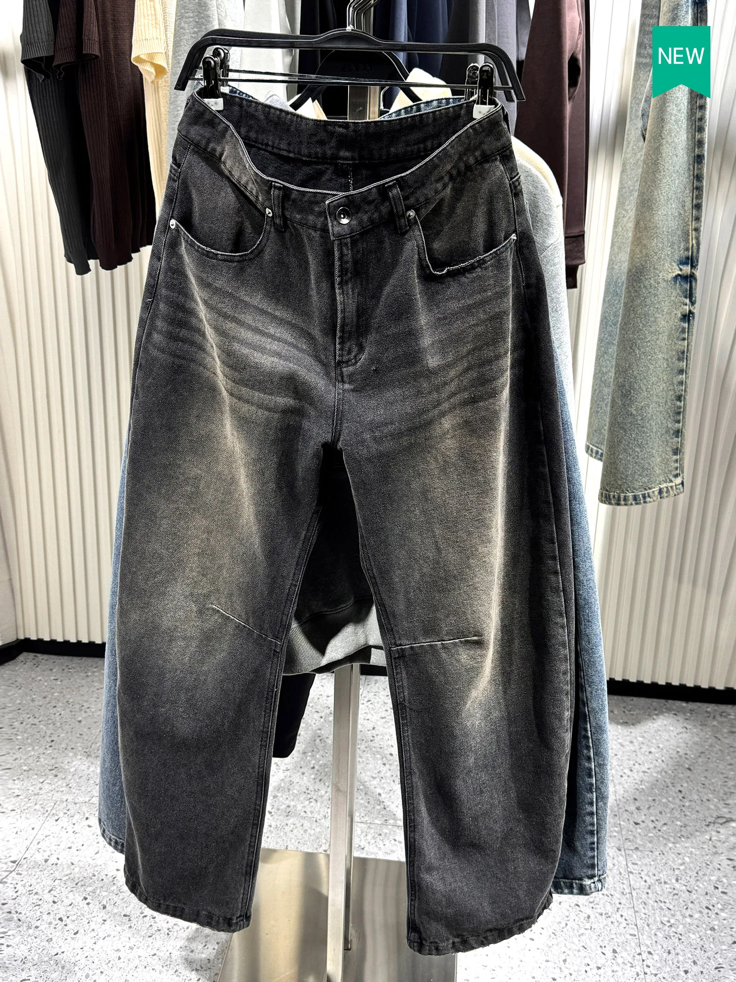 

Мужские джинсы из выстиранного хлопка в стиле ретро, прямые, синие, на молнии, классические, весна-осень, новинка