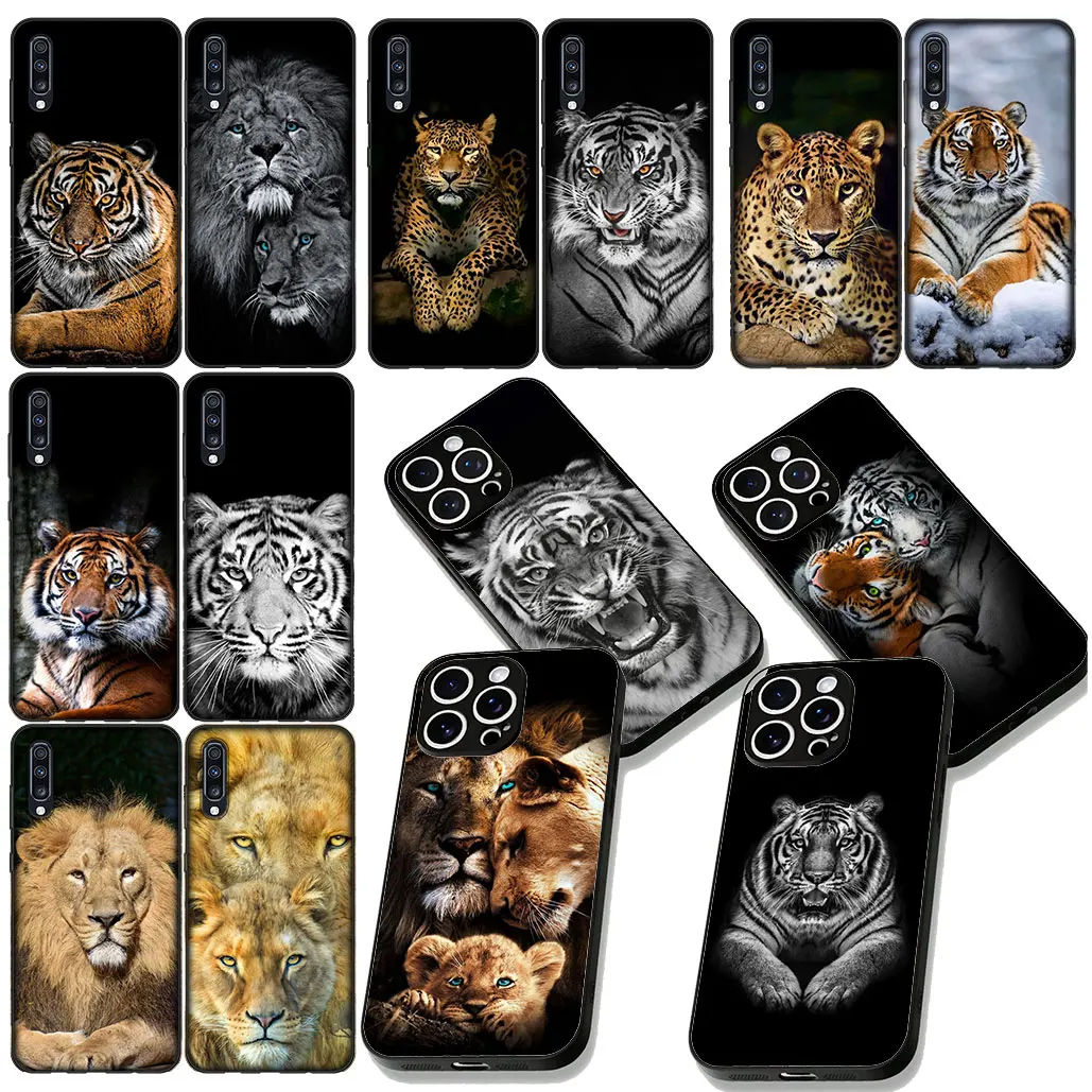 כיסוי טלפון עבור Samsung Galaxy Note 20 9 8 S10 S8 S9 Plus A12 A13 A21S A31 M15 S10E Case Wild Leopard Lion Art Tiger Coque