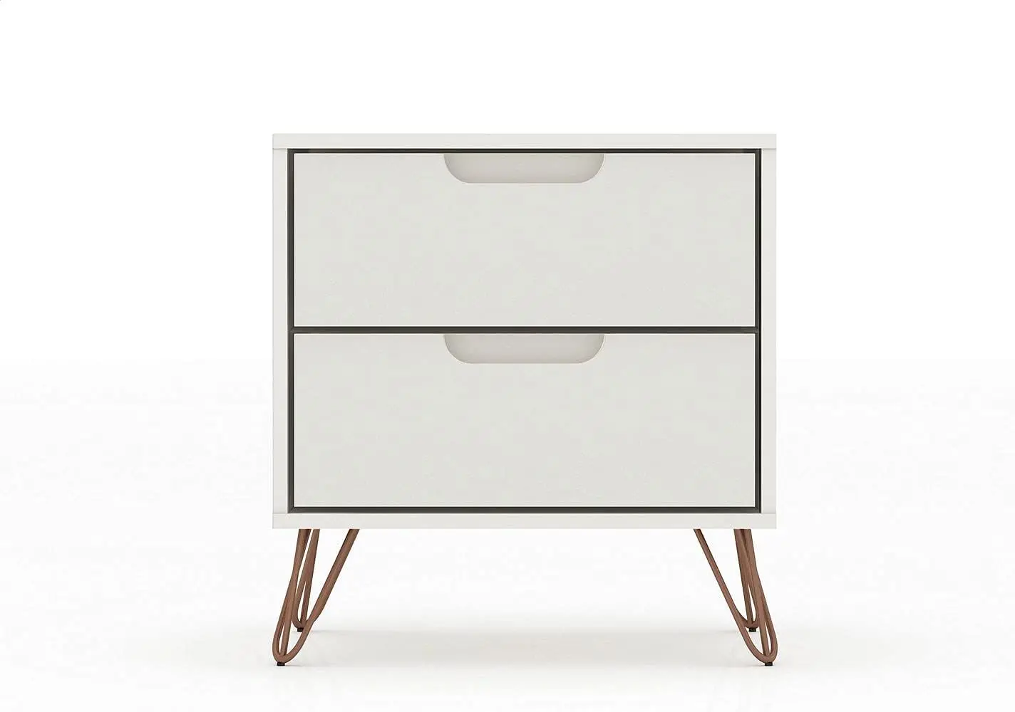 Rockefeller-Mid Century Modern 2 gavetas Quarto Nightstand, Branco