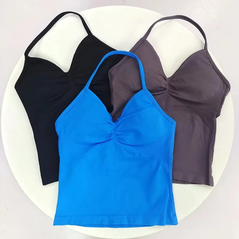 

Longline Strappy Top Women Yoga Sports Bra Sleeveless Workout Crop Top Stretchy Fitness Activewear Breathable Vest Gym Tops