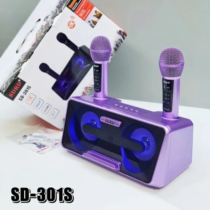 

SD301S Portable Bluetooth Speaker DJ Surround Stereo Wireless Loud Machine 2 Microphone Karaoke Set Speaker For Outdoor Party