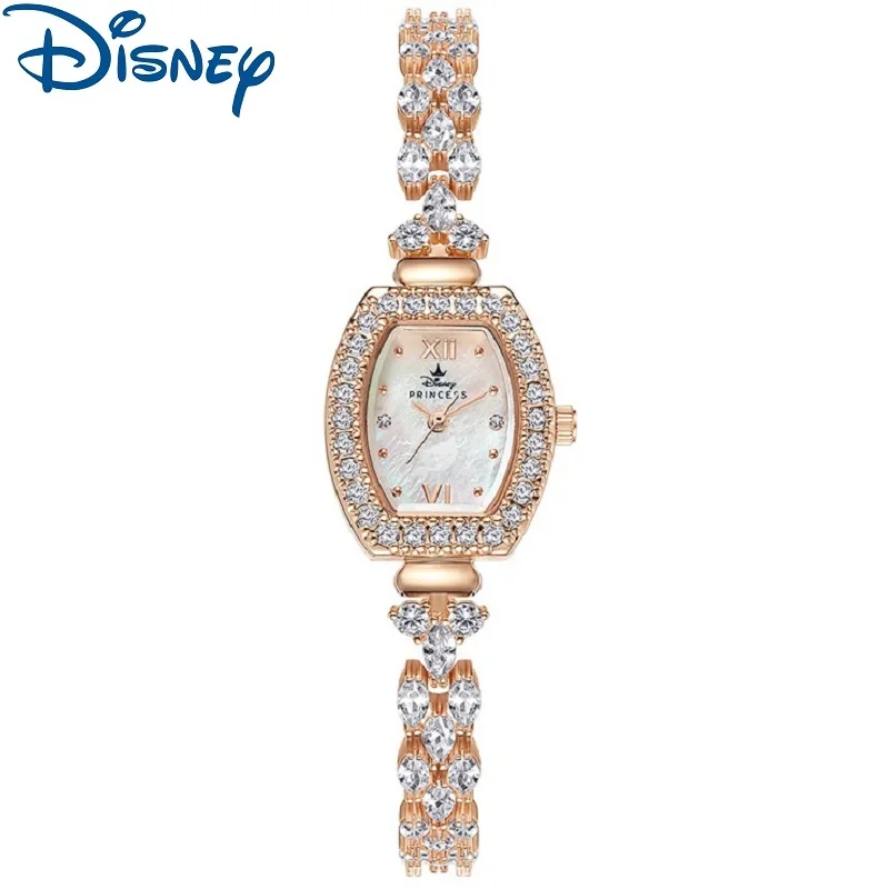 Disney For Woman Watches Quartz WristWatch Mermaid Princess Rhinstone Pearl Shell Tonneau Dial Cute Girl Lady Luxury Dress Clock