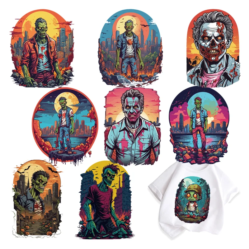 Horror Zombies custom patch fusible clothing patches heat transfer stickers stripes appliques iron on transfer