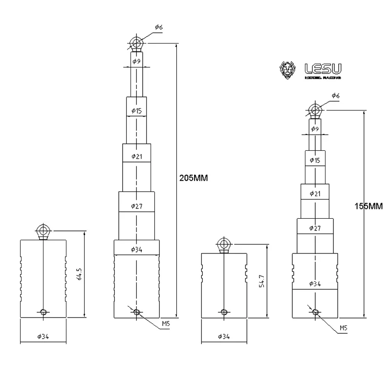 Lesu 금속 유압 시스템 205 155mm 오일 실린더 펌프 Esc 탱크, 1/14 Tamiyya Rc 덤퍼 트럭, 원격 투칸 장난감 Th13460