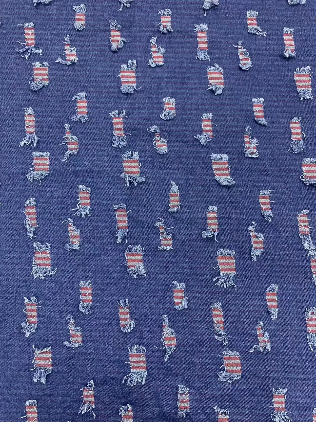 Colorful Patterned Washed Denim Fabric Geometric Pattern Soft Wearable Sewing Material for Dresses Bags Pants Hats Textile Cloth