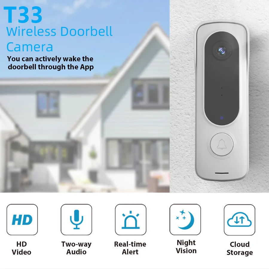 T33 Wireless Visual Smart Doorbell Voice Intercom Home Alarm Wifi Mobile Remote Electronic Peephole