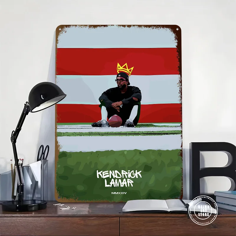 Kendrick Lamar Football Field Art Printed Poster Customized Wall Art Retro Vintage Metal Tin Signs for Home Bedroom Decoration