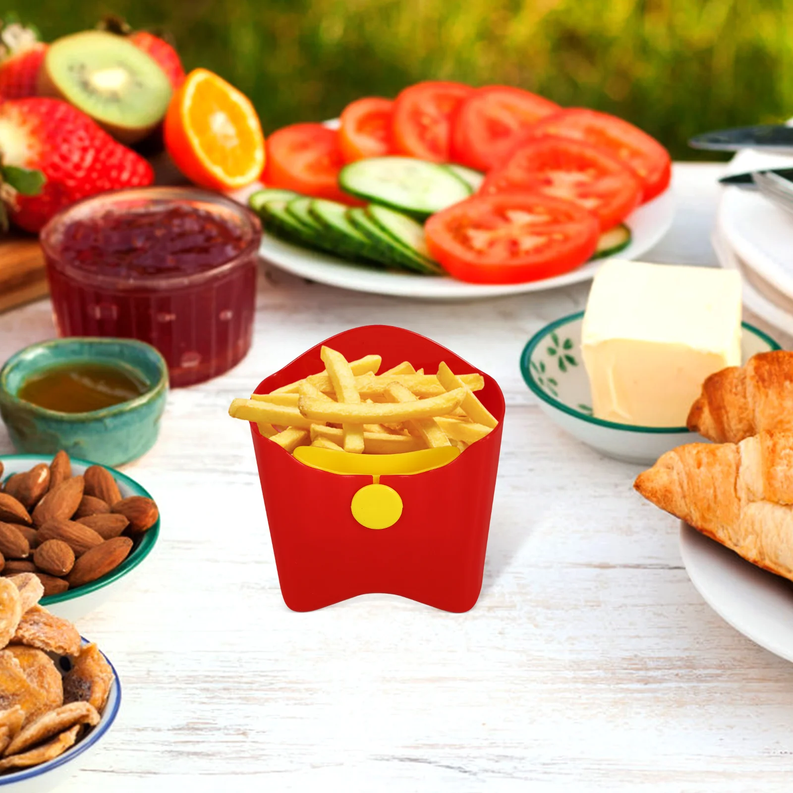 

Snack Storage Box Red Portable Salad Cup French Fries Holder Reusable Container Travel Outdoor Lightweight Small Capacity