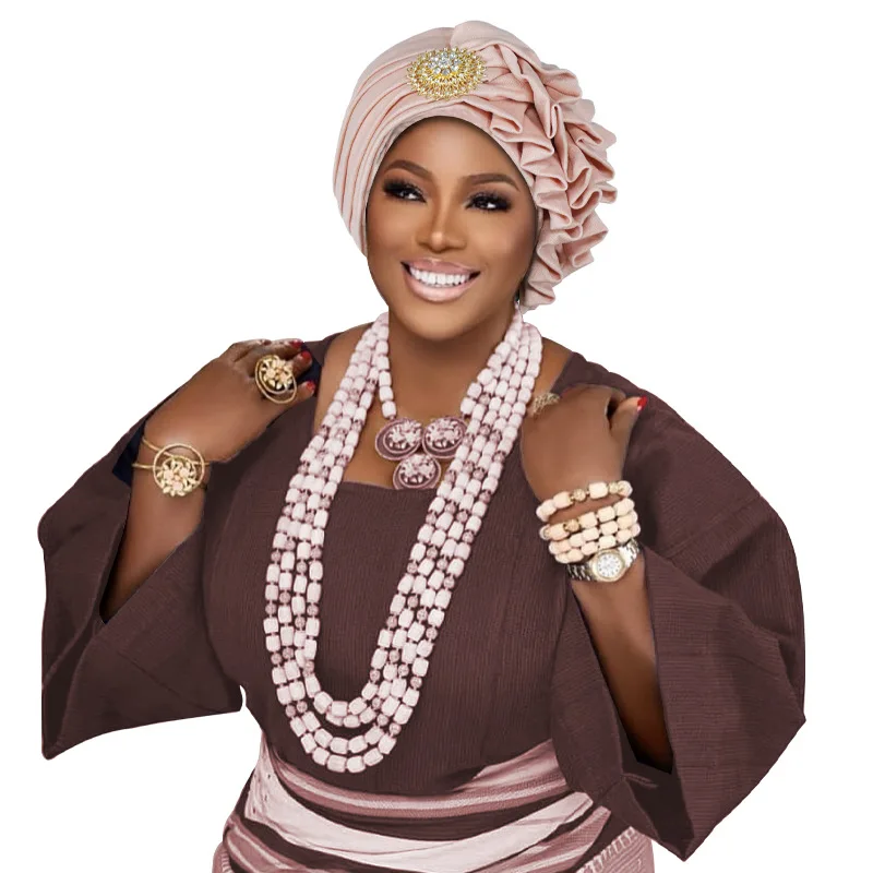 الماس تكدرت قبعة عمامة للنساء سيدة أفريقية أشرطة رأس نيجيريا Autogele ربطة الرأس حفل زفاف الإناث غطاء بونيه القبعات