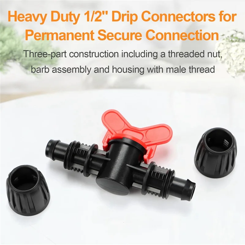

T02C!1/2In Drip Irrigation Valve Fittings,12 Pieces 1/2In Barbed Shut Off Valve For 1/2In Irrigation Tubing For Garden System