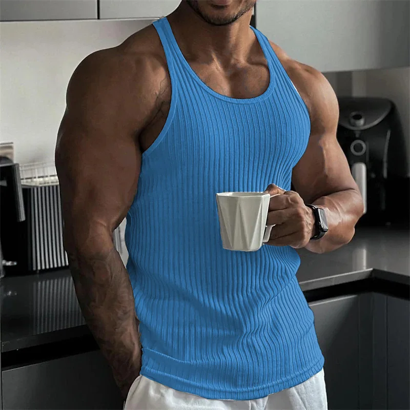 

Cross-border New Summer Explosive Knitted fitness sports Slim-fit vest Men 5X