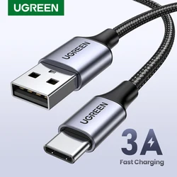 UGREEN-USB Cabo Tipo C para Realme, Xiaomi, Samsung S21, Fio de carregamento rápido, USB-C Carregador, Cabo de dados para iPad, Samsung Poco, 3A