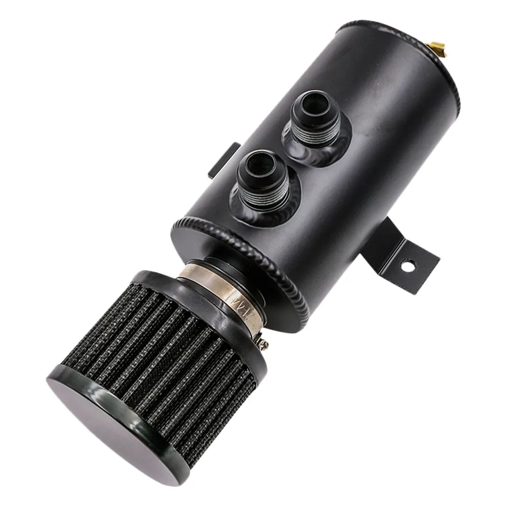 Universal Car 0.75L Aluminum Baffled Oil Catch Can Reservoir Tank Set with Breather Filter Drain & 3 m Fuel Hose Fittings AN10