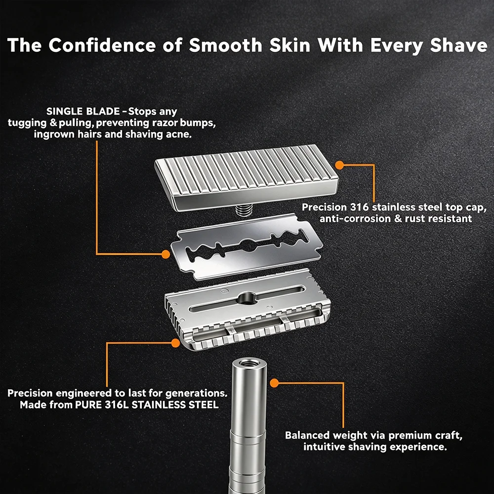 Vintage Open Comb Stainless St - Safety Razor Handle recension och pris