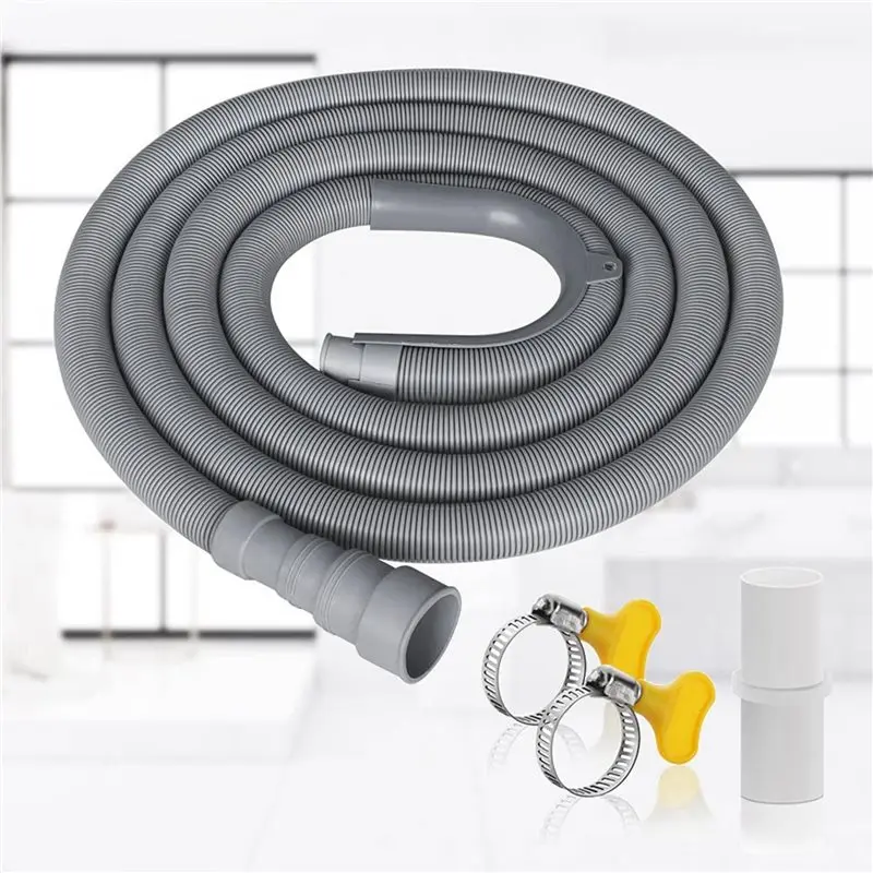 PZHI-6X Drain Hose Extension Set Universal Washing Machine Hose 10Ft, Bracket Hose Connector And Hose Clamps Drain Hoses