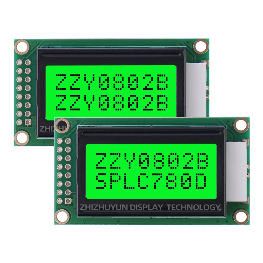 Tela LCD com caracteres de letras pretas, módulo multilíngue, filme cinza azul gelo, 16PIN, 0802B