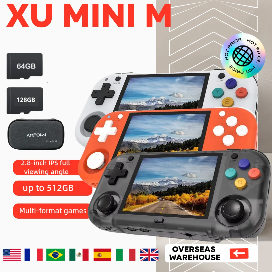 XU MINI M Handheld Game Console 2.8'' Screen Linux OS MINIM Retro Simulator Video Player Portable Retro Games Children Gifts