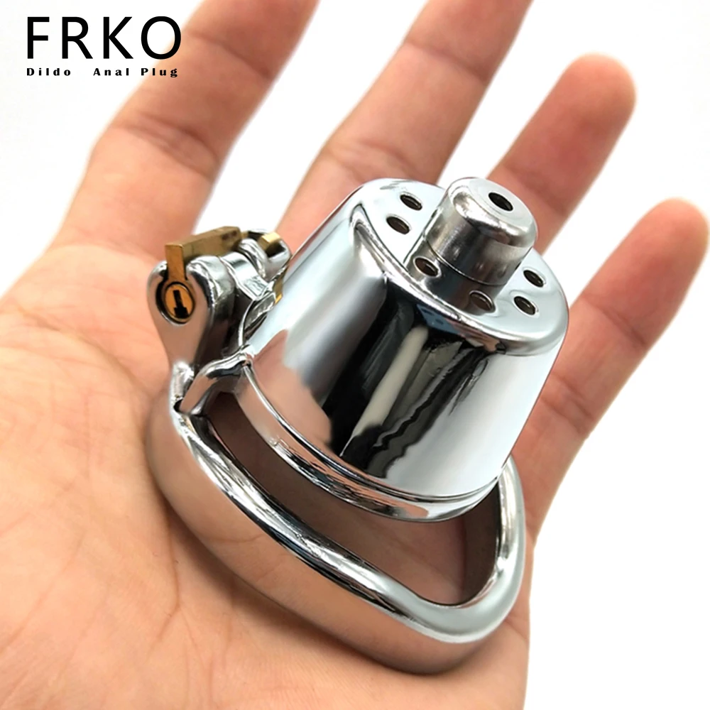 FRKO ذكر قفص العفة المسطح مع قسطرة الإحليل المعدنية مريحة غير مرئية قفل القضيب حلقات القضيب المثيرة منتجات للبالغين الرجال #2